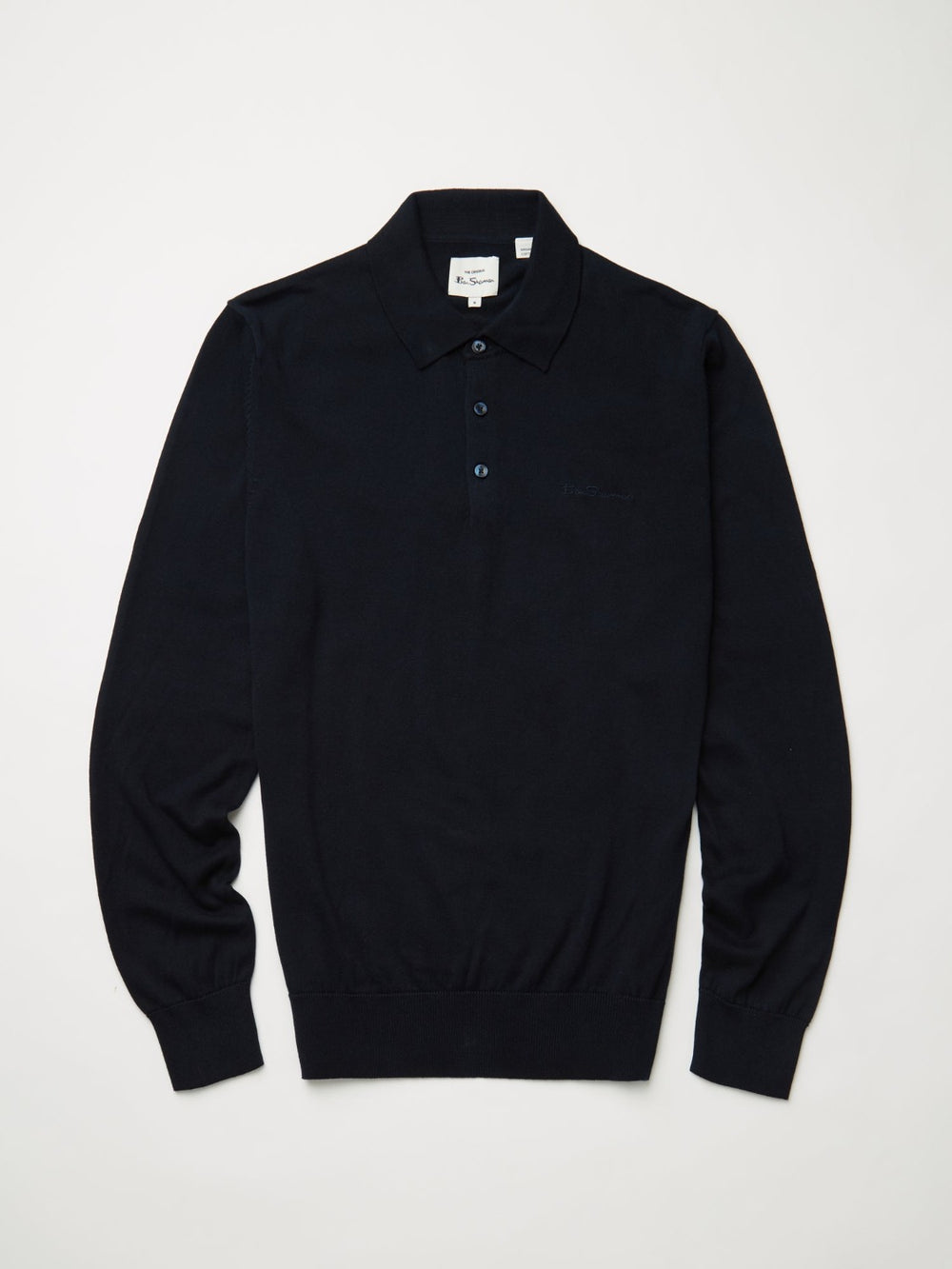 Pull à Col Polo Ben Sherman Signature Long-Sleeve Bleu Marine | GGF-27263106